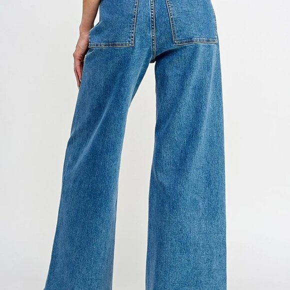 High Rise Wide Leg Marine Jeans - Picture 4 of 9